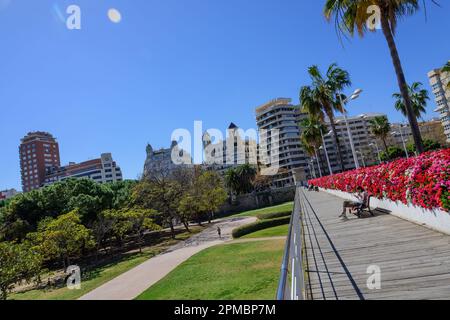 Valencia, Turia-Park, Pont de les Flors, Blumenbrücke // Valencia, Turia-Gärten, Pont de les Flors, Blumenbrücke Stockfoto