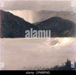 Zeichnung, zwei Studien über Wolken und Berggipfel, Jamaika; Frederic Edwin Church (amerikanisch, 1826–1900); Jamaika, West Indies; Pinsel- und Ölfarbe auf Pappe; 28,6 x 30,5 cm (11 1/4 x 12 Zoll) Stockfoto