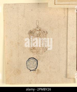 Zeichnen, Design für einen Anhänger; Italien; Graphit, Stift und Tinte, Pinsel und Sepia auf Papier Stockfoto