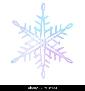 Schneeflocke im Doodle-Stil für Design mit Wintermotiv. Zeichnen Sie mit der Hand Schneeflocken, isoliert auf weißem Hintergrund. Schneeflockensymbol. Clipart-Hände zeichnen. Keine Bewegung Stock Vektor