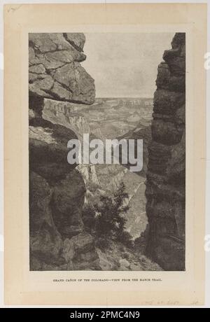 Print, Grand Cañon of the Colorado, View from the Hance Trail; H. Bolton Jones (amerikanisch, 1848–1927); Gravur: F. Pettit; fotografiert von John K. Hillers (deutsch-amerikanisch, 1843–1925); England und USA; Holzgravierung auf weißem gewebtem Papier; 18,6 x 12,2 cm (7 5/16 x 4 13/16 Zoll) Stockfoto