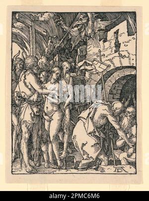 Print, Christus in Limbo (Erowing of Hell), aus der Little Passion Series; entworfen von Albrecht Dürer (deutsch, 1471–1528); Deutschland; Holzschnitt auf cremefarbenem Papier; 14 x 10,8 cm (5 1/2 x 4 1/4 Zoll) Stockfoto