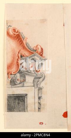 Zeichnung, Übertür; Italien; schwarze, rote Kreidefläche: Weißes, liegendes Papier; 14,2 x 6,4 cm (5 9/16 x 2 1/2 Zoll) Matte: 40,6 x 55,9 cm (16 x 22 Zoll) Stockfoto