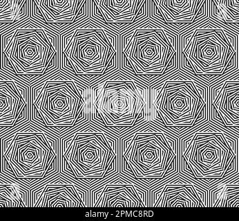 Sechseckiges nahtloses Muster Vektor Illusion Stripe Vektor isoliertes Hintergrundbild Stock Vektor