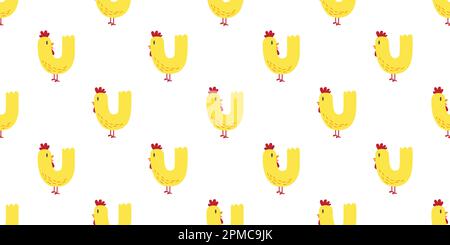 Hähnchen Seamless Pattern Vektorhahn Hintergrund isolierte Tapete Stock Vektor