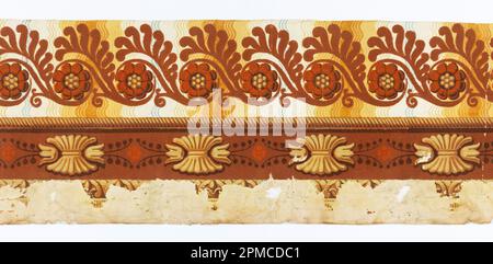 Rand (Frankreich); Blockdruck und beflockt auf Papier; 77 x 26 cm (30 5/16 x 10 1/4 Zoll) Stockfoto