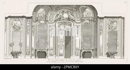 Print, Vüe de Même (Czartoryski) Sallon du Costé des Glacés (Design für den Salon Czartoryski), Platte 85, in oeuvres de Juste-Aurèle Meissonnier (Werke von Juste-Aurèle Meissonnier); entworfen von Juste-Aurèle Meissonnier (Französisch, Frankreich, Italien, 1695-Gravur); Babel, 1720, 1750, Gravur, 1775-; 25,2 x 50,9 cm (9 15/16 x 20 1/16 Zoll) Stockfoto