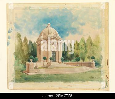 Drawing, Rendering for Bliss Family Mausoleum; Hughson Hawley (amerikanisch, 1850–1936); USA; Pinsel und Aquarell, Graphit auf schwerem Zeichenbrett; 62,8 x 73,4 cm (24 3/4 x 28 7/8 Zoll) Stockfoto