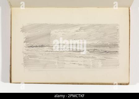 Skizzenbuch Folio, Rapid Sketch of Ocean with Hatch Sky; William Trost Richards (amerikanisch, 1833–1905); USA; Graphit auf cremefarbenem gewebtem Papier; 8,7 x 17,4 cm (3 7/16 x 6 7/8 Zoll) Blatt: 13,7 x 21,5 cm (5 3/8 x 8 7/16 Zoll) Stockfoto