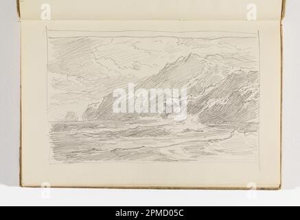 Skizzenbuch Folio, Cornish Sea Coast und hervorstehende Klippen (Recto); Studie von Wellenwasser (Verso); William Trost Richards (amerikanisch, 1833–1905); USA; Graphit auf cremefarbenem gewebtem Papier; Recto: 10,5 x 17,6 cm (4 1/8 x 6 15/16 Zoll) Verso: 6,7 x 11 cm (2 5/8 x 4 5/16 Zoll) Blatt: 13,7 x 21,5 cm (5 3/8 x 8 7/16 Zoll) Stockfoto