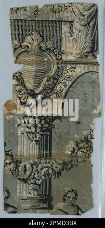 Seitenwand – Fragment (England); Blockdruck, Staupe, Öl; 46 x 21 cm (18 1/8 x 8 1/4 Zoll) Stockfoto