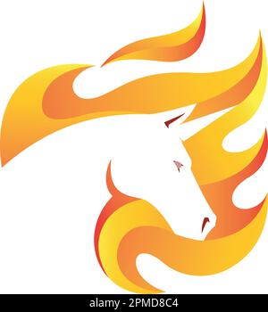 Silhouette des Einhorns mit seiner Mähne in der Form eines Feuers Stock Vektor