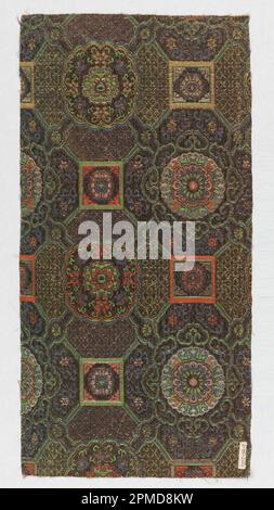 Textil (China); Seide, Papier mit aufgebrachter Goldfolie; Kette x Schuss: 45,1 x 22,5 cm (17 3/4 x 8 7/8 Zoll) Stockfoto