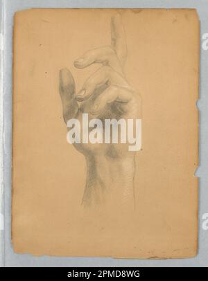 Zeichnung, Studie von Angels Hand für „Mercy's Dream“; Daniel Huntington (amerikanisch, 1816–1906); USA; Graphit, Weiße Kreide auf cremefarbenem gewebtem Papier; 29,3 x 21,7 cm (11 9/16 x 8 9/16 Zoll); Bequest von Erskine Hewitt; 1942-50-128 Stockfoto