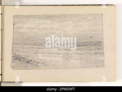 Skizzenbuch Folio, Sketch of Serene Ocean on Beach; William Trost Richards (amerikanisch, 1833–1905); USA; Graphit auf cremefarbenem gewebtem Papier, gebunden; Bild: 9,1 x 15,1 cm (3 9/16 x 5 15/16 Zoll), unregelmäßig 12,8 x 19,2 cm (5 1/16 x 7 9/16 Zoll) Stockfoto