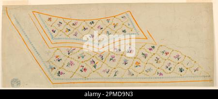 Zeichnen, Design für eine bestickte oder gewebte Grenze der „Fabrique de St. Ruf'; entworfen von Fabrique de Saint Ruf; Frankreich; Graphit, Pinsel und Gouache auf Papier; 16,8 x 41,6 cm (6 5/8 x 16 3/8 Zoll) Stockfoto