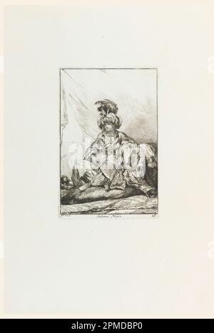 Print, Sultane Noire (die schwarze Sultana), Platte 28 aus der Serie Caravanne du Sultan à la Mecque (die Karawane des Sultans nach Mekka); Joseph Marie Vien der Ältere (Französisch, 1716 - 1809); Frankreich; schwarze Tinte auf cremefarbenem Papier; Platemark: 20,4 x 13,5 cm (8 1/16 x 5 5/16 Zoll) Stockfoto