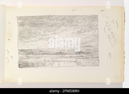 Skizzenbuch Folio, Quick Sketch of Waves on Beach; William Trost Richards (amerikanisch, 1833–1905); USA; Stift und schwarze Tinte auf cremefarbenem gewebtem Papier; 8,2 x 13,2 cm (3 1/4 x 5 3/16 Zoll) Blatt: 12,3 x 19,5 cm (4 13/16 x 7 11/16 Zoll) Stockfoto