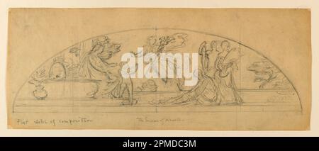 Drawing, Study for „The Sources of Wealth“, Union Trust Company Building, Cleveland, OH; Kenyon Cox (USA, 1856–1919); USA; Graphit auf Papier; 14,7 x 36,9 cm (5 13/16 x 14 1/2 Zoll) Stockfoto