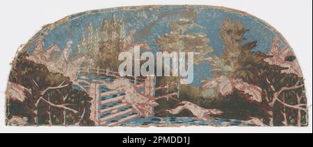 Bandbox Deckelfragment (USA); Blockdruck auf handgefertigtem Papier, Montagehalterung; 50 x 20,5 cm (19 11/16 x 8 1/16 Zoll) Stockfoto