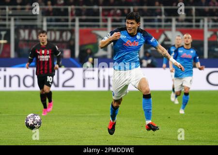 Mailand, Italien. 12. April 2023. Kim Min-jae (SSC Napoli) während der UEFA Champions League, Viertelfinale, 1.-beiniges Fußballspiel zwischen AC Mailand und SSC Napoli am 12. April 2023 im Stadion San Siro in Mailand, Italien - Photo Morgese-Rossini/DPPI Credit: DPPI Media/Alamy Live News Stockfoto