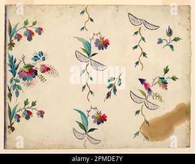 Zeichnen, Design for a Weste; Frankreich; schwarzer Buntstift, verschiedene Farben für Schnurrbart auf Papier; 20,9 x 26,9 cm (8 1/4 x 10 9/16 Zoll) Stockfoto