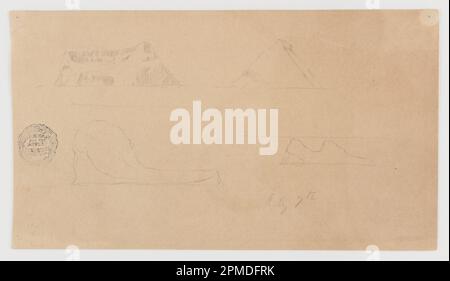 Zeichnen, schwimmende Eisberge; Frederic Edwin Church (amerikanisch, 1826–1900); USA; Graphit auf hellbraunem Papier; 11,5 x 20,5 cm (4 1/2 x 8 1/16 Zoll) Stockfoto