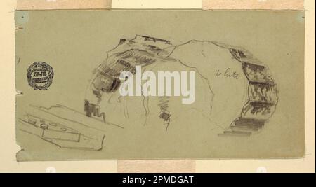 Drawing, Column and Enablature Fragments, Athen; Frederic Edwin Church (amerikanisch, 1826–1900); USA; Graphit auf grauem gewebtem Papier; Bild: 10,3 x 21 cm (4 1/16 x 8 1/4 Zoll) Matte: 40,6 x 55,9 cm (16 x 22 Zoll) Stockfoto