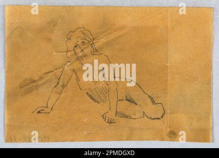 Zeichnung, Skizze für Putto; Francis Augustus Lathrop (amerikanisch, 1849 - 1909); USA; Graphit auf Putingpapier; 11,3 x 17 cm (4 7/16 x 6 11/16 Zoll); 1914-38-60 Stockfoto