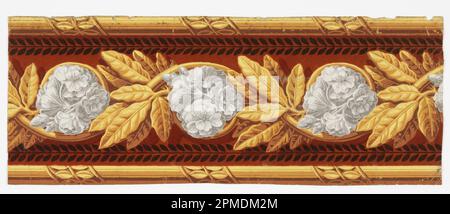 Rand (Frankreich); Blockdruck und beflockt auf Papier; 44 x 18 cm (17 5/16 x 7 1/16 Zoll) Stockfoto