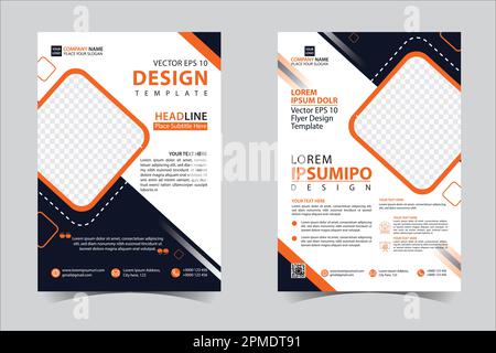 Orange und Schwarz Geschäftsbericht Broschüre Flyer Design Vorlage Vektor, Broschüre Cover Präsentation abstrakter geometrischer Hintergrund, moderne Öffentlichkeit Stock Vektor