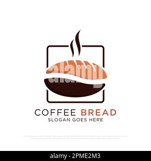 Coffee and Bread Cafe Logo-Vektor, ideal für Speisen und Getränke, Café oder Restaurant Logo-Symbolvorlage Stock Vektor