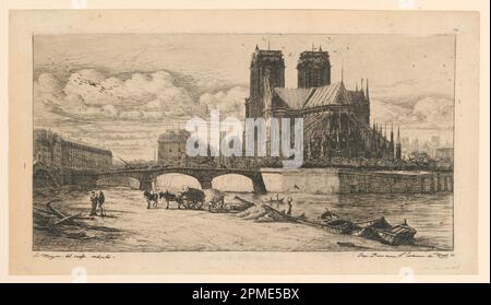 Print, L'Abside de Notre-Dame de Paris (die Apse von Notre-Dame, Paris); Print Maker: Charles Meryon (Französisch, 1821–1868); Frankreich; Ätzen auf weißem Papier; Platemark: 16,3 x 29,3 cm (6 7/16 x 11 9/16 Zoll) Blatt: 17,9 x 31,5 cm (7 1/16 x 12 3/8 Zoll); Bequest of George Campbell Cooper; 1896-3-413 Stockfoto
