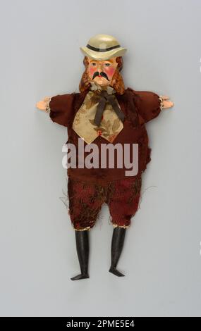 Man Puppet; lackiertes Holz, Baumwolle, andere Materialien Stockfoto