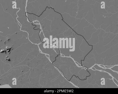 Ong Thap, Provinz Vietnam. Bilevel-Höhenkarte mit Seen und Flüssen Stockfoto