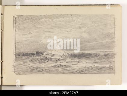 Skizzenbuch Folio, Sketch of Choppy Ocean; William Trost Richards (amerikanisch, 1833–1905); USA; Graphit auf cremefarbenem gewebtem Papier, gebunden; 9,4 x 16 cm (3 11/16 x 6 5/16 Zoll), irreguläres Blatt: 12,8 x 19,2 cm (5 1/16 x 7 9/16 Zoll) Stockfoto