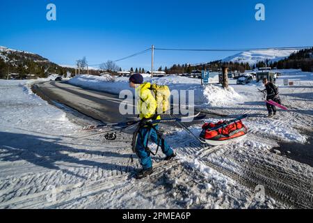Skitouren im Rondane-Nationalpark, Norwegen Stockfoto