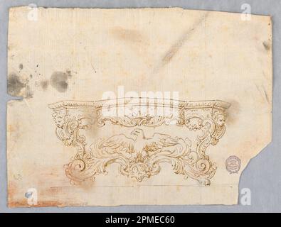 Zeichnung, Design für einen Konsolentisch; entworfen von Giovanni Giardini (Italienisch, 1646-1721); Italien; Stift und braune Tinte, Graphit auf cremefarbenem Papier Stockfoto