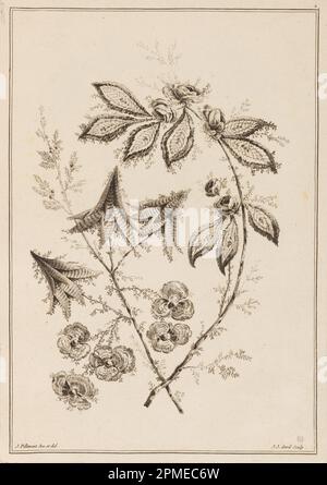 Print, Flower Bough; Design von Jean-Baptiste Pillement (Französisch, 1728–1808); Print Maker: Jean-Jacques Avril, der Ältere (Französisch, 1744–1831); Frankreich; Ätzen auf Papier Stockfoto