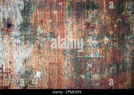 Abstrakte korrodierte bunte Rostiges Metall Hintergrund, rostiges Metall Textur Stockfoto