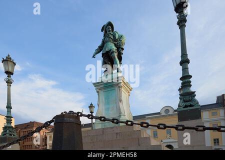 Die Statue von Gustav II Adolf auf dem Gustav Adolfs Platz im Zentrum von Göteborg Schweden. Stockfoto