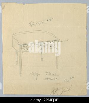 Drawing, Design for Semi-Circular writing Table, datiert vom 13. Oktober 1905; entworfen von A.N. Davenport Co.; Graphit auf dünnem cremefarbenem Papier; 22,9 x 20,6 cm (9 x 8 1/8 Zoll) Stockfoto