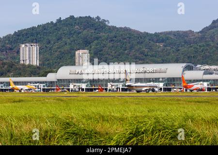 Penang, Malaysia - 8. Februar 2023: Penang PEN International Airport Terminal in Malaysia. Stockfoto