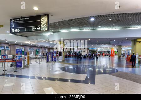 Penang, Malaysia - 8. Februar 2023: Penang PEN International Airport Terminal in Malaysia. Stockfoto