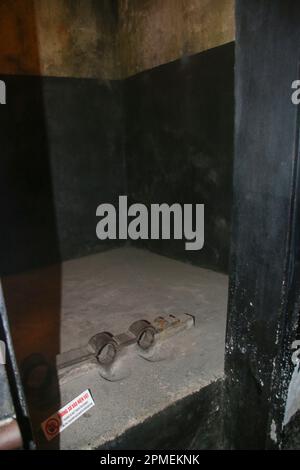 Vietnam: Basrelief, das Folter und Brutalität der französischen Kolonialisten im Gefängnis zeigt, Hoa Lo Gefängnismuseum (alte französische Maison Centrale); Stockfoto