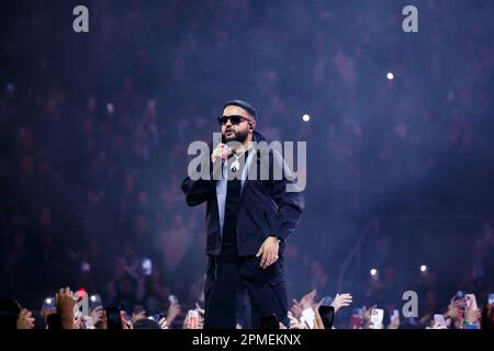 Der in Toronto geborene Rapper NAV tritt auf der Bühne der Scotiabank Arena in Toronto, KANADA Stockfoto