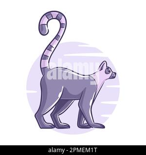 Vektor handgezeichnete Lemuren-Zeichentrickfigur Stock Vektor