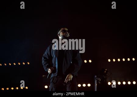 Der in Toronto geborene Rapper NAV tritt auf der Bühne der Scotiabank Arena in Toronto, KANADA Stockfoto