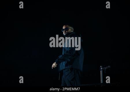 Der in Toronto geborene Rapper NAV tritt auf der Bühne der Scotiabank Arena in Toronto, KANADA Stockfoto