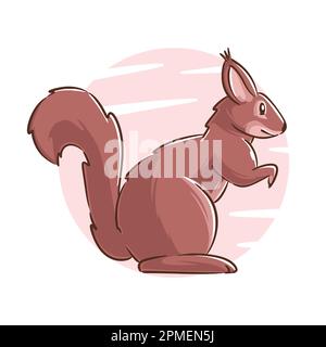 Ein Vektor, handgezeichnet, ein Eichhörnchen-Zeichentrickfigur Stock Vektor
